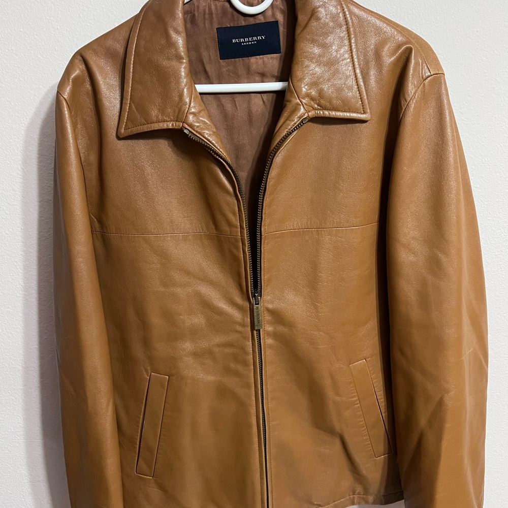 Burberry Tan Lightweight Shirt Jacket with Stand-Up Collar